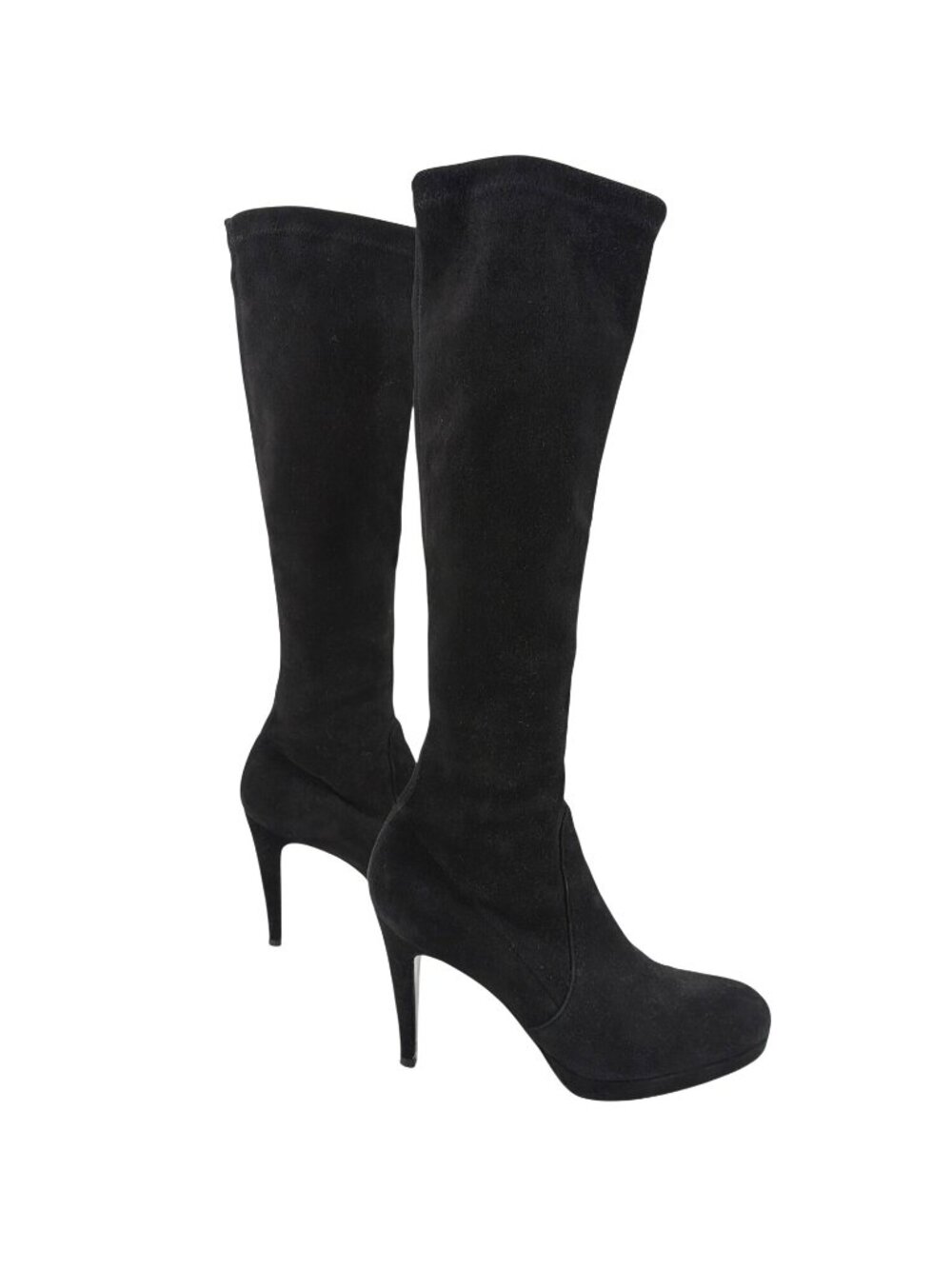 L.K. Bennett Belle Black Suede Womens Knee-High Stiletto Heel Boots Womens 7 - Picture 5 of 9